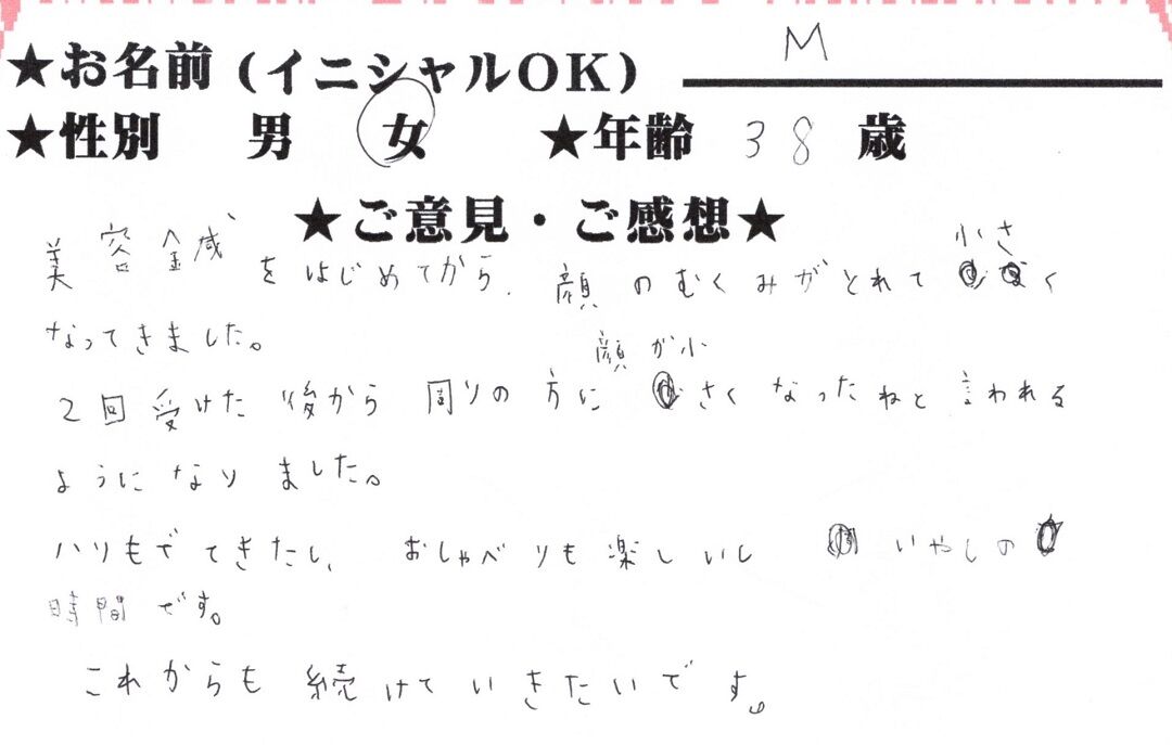 投稿済みMさん女性38歳